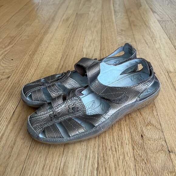 Spring Step Soft Leather Mary Jane Strappy Gold Sandals Women's Size 41 - Picture 1 of 9